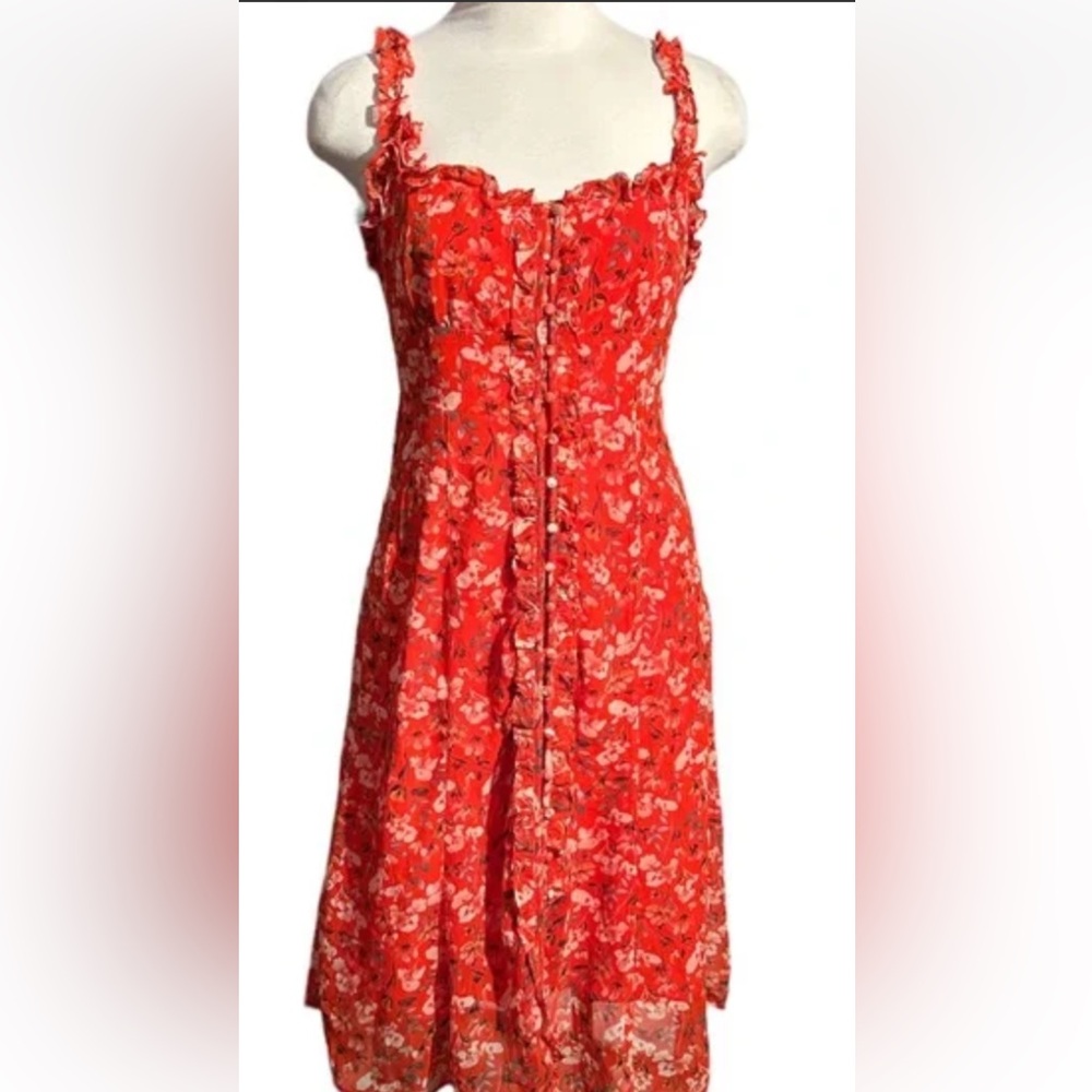NWT ASTR Red Floral Ruffled Sundress